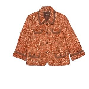 Talbots Women's Orange/Brown Tweed 3/4 Sleeve Blazer Size 10P